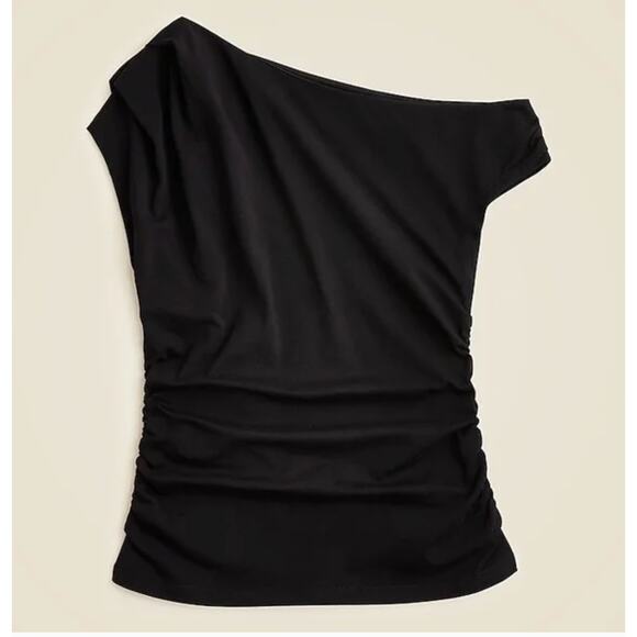 J Crew Stretch Cotton Blend Off Shoulder Top XS Black NWT CN171 J.Crew Shirt - Picture 4 of 5